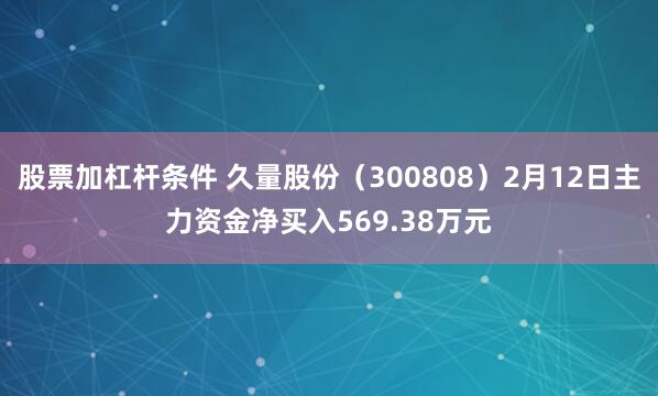 股票加杠杆条件 久量股份（300808）2月12日主力资金净买入569.38万元