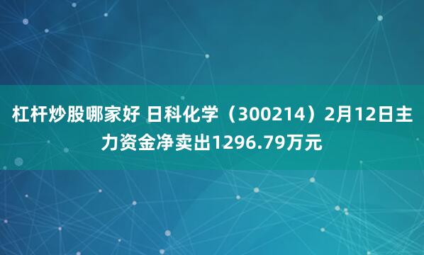 杠杆炒股哪家好 日科化学（300214）2月12日主力资金净卖出1296.79万元