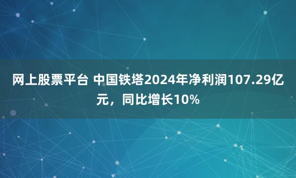 网上股票平台 中国铁塔2024年净利润107.29亿元，同比增长10%