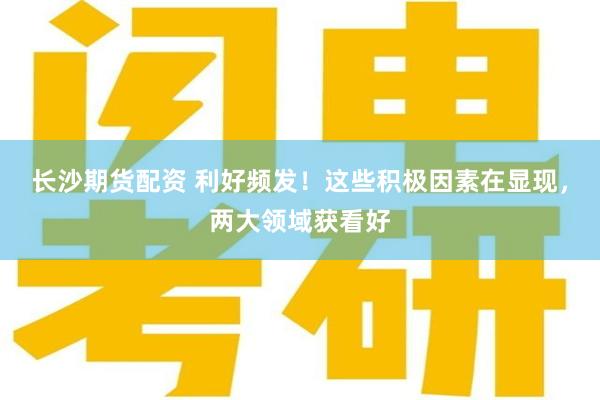 长沙期货配资 利好频发！这些积极因素在显现，两大领域获看好