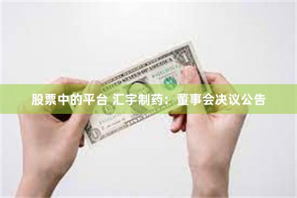 股票中的平台 汇宇制药：董事会决议公告