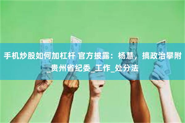 手机炒股如何加杠杆 官方披露：杨慧，搞政治攀附_贵州省纪委_工作_处分法