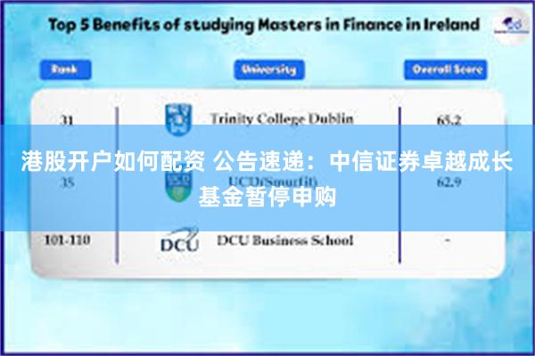 港股开户如何配资 公告速递：中信证券卓越成长基金暂停申购