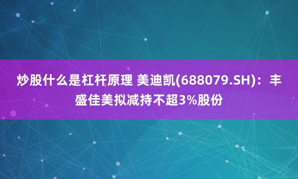 炒股什么是杠杆原理 美迪凯(688079.SH)：丰盛佳美拟减持不超3%股份