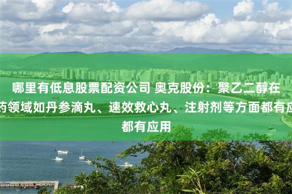 哪里有低息股票配资公司 奥克股份：聚乙二醇在医药领域如丹参滴丸、速效救心丸、注射剂等方面都有应用